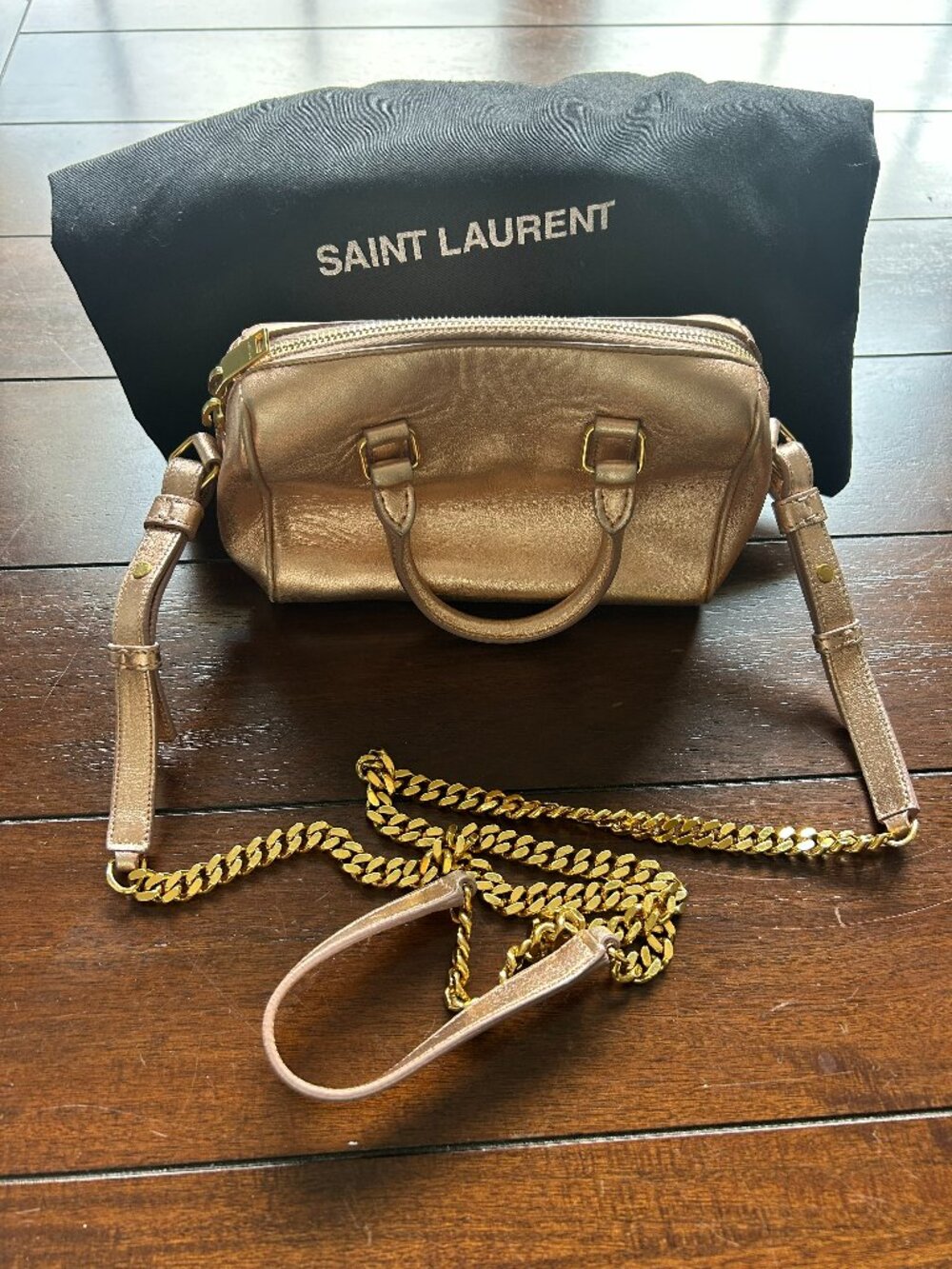Saint Laurent Metallic Rose Gold Baby Duffle